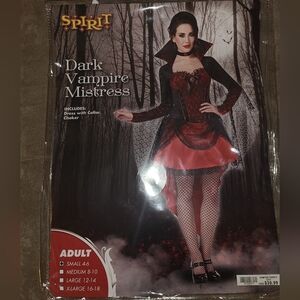 Spirit Dark Vampire Mistress Halloween Costume with Red and Black Accents Size S